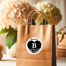 シンプルBハートの葉結婚の感謝 ラウンドシール