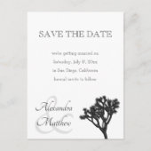 シンプルB&Wジョシュアの木の結婚式の日付を保存 案内ポストカード (正面)