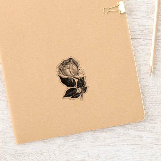 シンプルB&Wバラスケッチビニールカットアウトシールデカール シール (ノートブック)