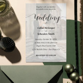 シンプルB&Wフォト結婚式招待状ウィズモノグラム 招待状