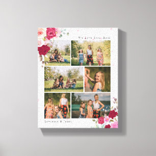 シンプルB&W植物学フローラママ6 Photo Collage キャンバスプリント