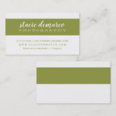 シンプルBANDモダン plain clean olive green white 名刺 (正面/裏面)