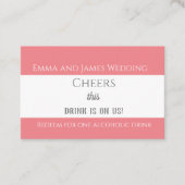 シンプルBasic Pinkの結婚Drink Token 名刺 (正面)