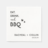 シンプルBBQ婚約パーティ結婚カクテル スタンダードカクテルナプキン (正面)