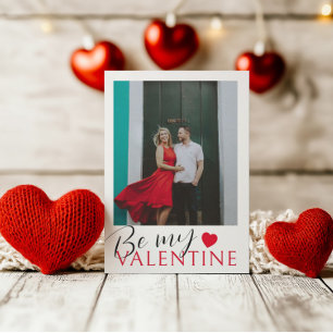 シンプルBe My Valentine赤いハート&写真 シーズンカード