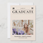 シンプルBeige卒業写真の発表 案内状 (正面)