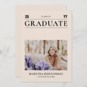 シンプルBeige卒業写真の発表 案内状 (正面/裏面)