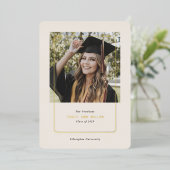 シンプルBeige、ミニマル卒業発表 箔シーズンカード (立ち正面)