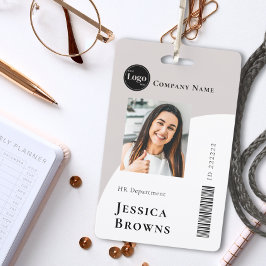 シンプルBeige Business Employeeバーコード バッジ