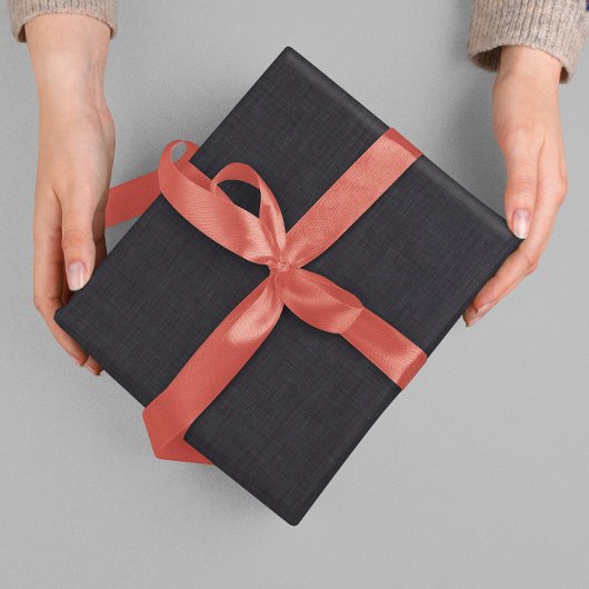 シンプルBeige Linen Blackテクスチャ ラッピングペーパー