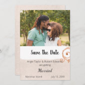 シンプルBeige Photo Brush Stroke日付の保存 セーブザデート (正面/裏面)