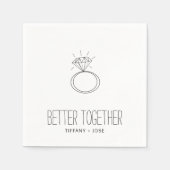 シンプルBetter Togetherリングや輪婚約パーティ スタンダードカクテルナプキン (正面)
