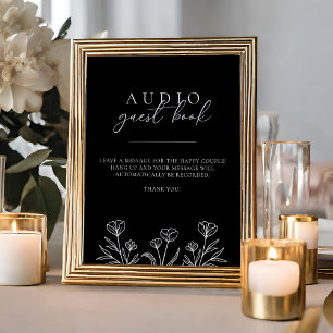 シンプルBlackのオモダン結婚ーディオGuest Book Sign ポスター