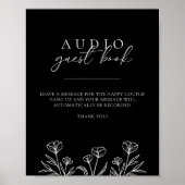 シンプルBlackのオモダン結婚ーディオGuest Book Sign ポスター (正面)