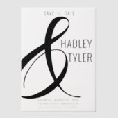 シンプルBLACKモダン Overlay Wedding日付を保存 ベラム紙招待状 (正面)