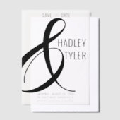 シンプルBLACKモダン Overlay Wedding日付を保存 ベラム紙招待状 (オフセット)