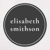 シンプルBlack Add Your Name 男女兼用 School ラベル (デザイン2)