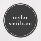 シンプルBlack Add Your Name 男女兼用 School ラベル (デザイン1)