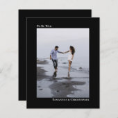 シンプルBlack BUDGETの写結婚真招待状 (正面/裏面)