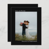 シンプルBlack BUDGETの結婚写真サンキューカード (正面/裏面)