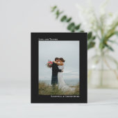 シンプルBlack BUDGETの結婚写真サンキューカード (スタンド正面)
