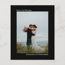 シンプルBlack BUDGETの結婚写真サンキューカード
