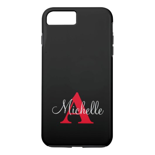 シンプルBlack Gray Red Your Monogram パーソナライズされた Case-Mate iPhoneケース (裏面)