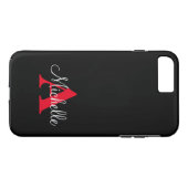シンプルBlack Gray Red Your Monogram パーソナライズされた Case-Mate iPhoneケース (裏面(横))