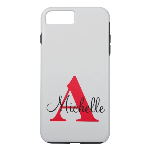 シンプルBlack Gray Red Your Monogram パーソナライズされた Case-Mate iPhoneケース (裏面)