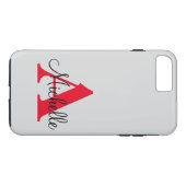 シンプルBlack Gray Red Your Monogram パーソナライズされた Case-Mate iPhoneケース (裏面(横))
