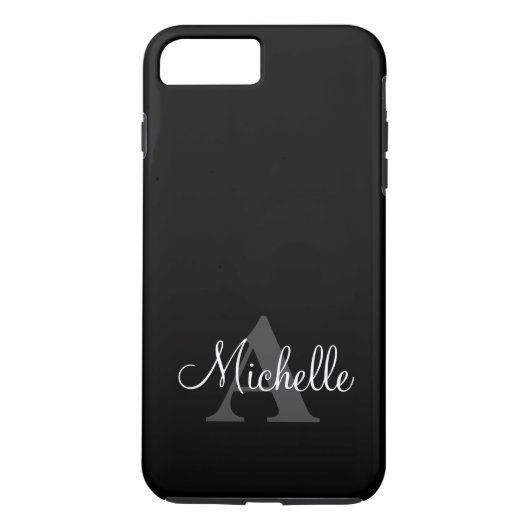 シンプルBlack Gray Your Monogram パーソナライズされた Case-Mate iPhoneケース (裏面)