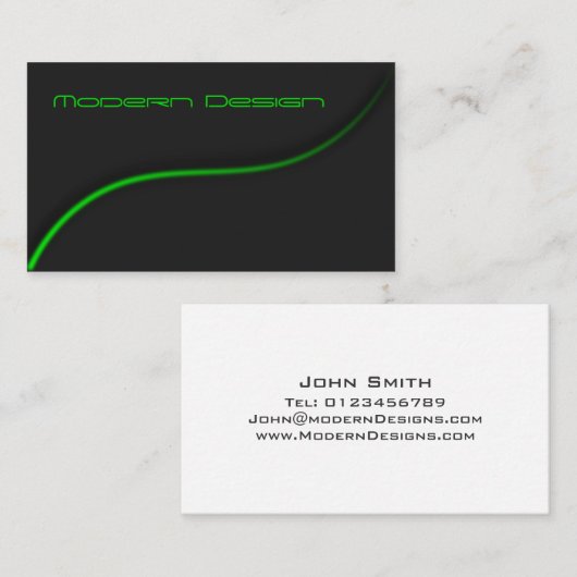 シンプルBlack & Green Swooshモダン – 名刺 (正面/裏面)