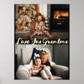 シンプルBlack Love Youおばあちゃんカスタム写真 ポスター (正面)