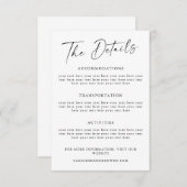 シンプルBlack Scriptの結婚詳細テンプレート エンクロージャーカード (正面/裏面)