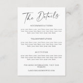 シンプルBlack Scriptの結婚詳細テンプレート エンクロージャーカード (正面)