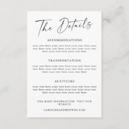 シンプルBlack Scriptの結婚詳細テンプレート エンクロージャーカード