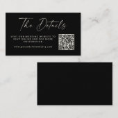 シンプルBlack ScriptのQRモダンコー結婚ドWebサイト エンクロージャーカード (正面/裏面)