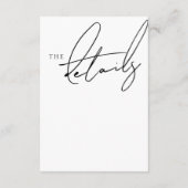 シンプルBlack Scriptタイポグラフィの結婚詳細 エンクロージャーカード (裏面)