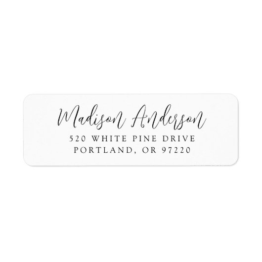 シンプルBlack Script差出人住所 ラベル (正面)