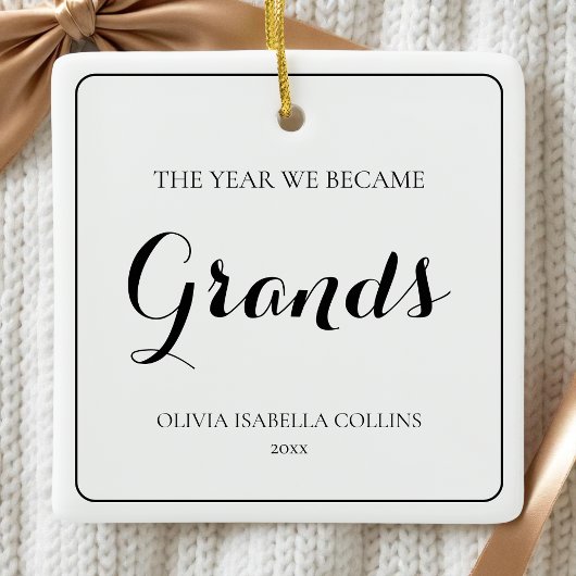 シンプルBlack Script祖父母初めてのクリスマス セラミックオーナメント