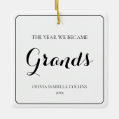シンプルBlack Script祖父母初めてのクリスマス セラミックオーナメント (正面)