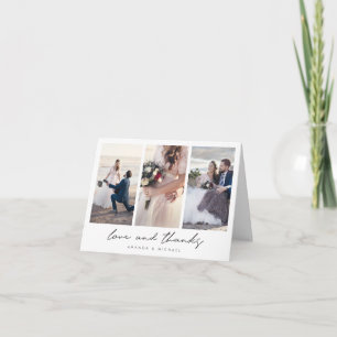 シンプルBlack Script Photo Collage 結婚's サンキューカード