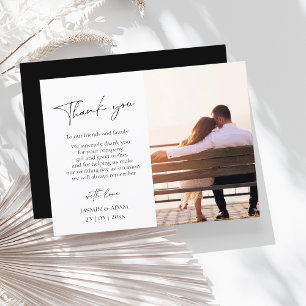 シンプルBlack Script Photo's 結婚 Thank You ポストカード