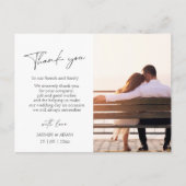 シンプルBlack Script Photo's 結婚 Thank You ポストカード (正面)