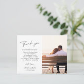 シンプルBlack Script Photo's 結婚 Thank You ポストカード (スタンド正面)