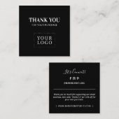 シンプルBlack Thank モダン You Business Card スクエア名刺 (正面/裏面)