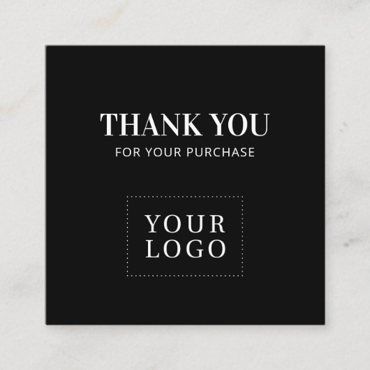 シンプルBlack Thank モダン You Business Card スクエア名刺 (正面)