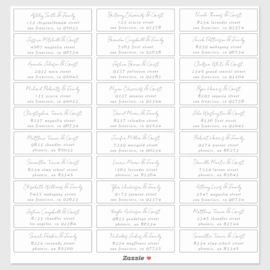 シンプルBlack & Whiteのゲ結婚スト名アドレス シール (シート)