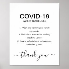 シンプルBlack & White Covid Safety Guidelinesパーティー ポスター
