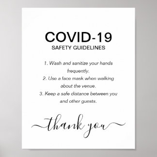シンプルBlack & White Covid Safety Guidelinesパーティー ポスター